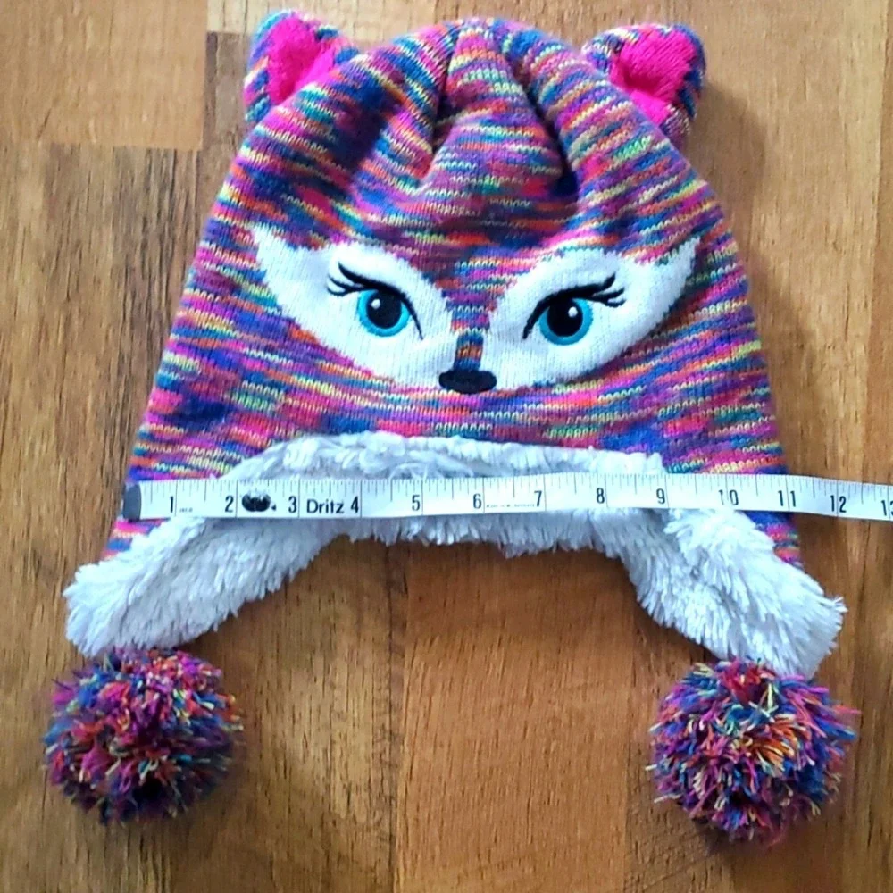 Rainbow Colored Kids Nepalese Fox or‎ Cat Hat